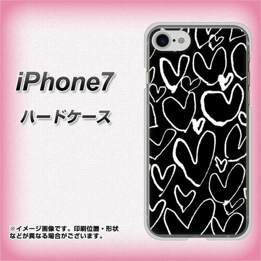 iPhone7 高画質仕上げ 背面印刷 ハードケース【1124 ハート BK&WH】