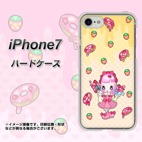iPhone7 高画質仕上げ 背面印刷 ハードケース【AG815 ストロベリードーナツ(水玉黄)】