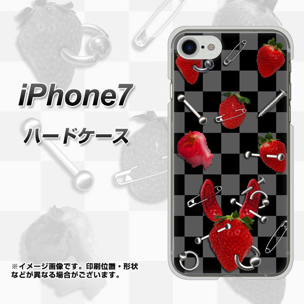 iPhone7 高画質仕上げ 背面印刷 ハードケース【AG833 苺パンク(黒)】