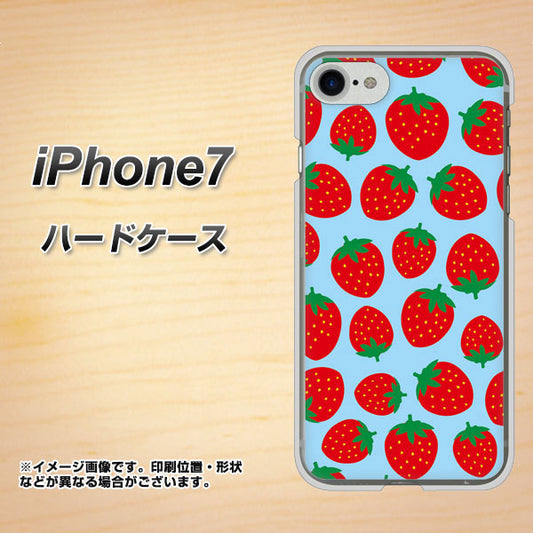iPhone7 高画質仕上げ 背面印刷 ハードケース【SC814 小さいイチゴ模様 レッドとブルー】