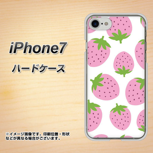 iPhone7 高画質仕上げ 背面印刷 ハードケース【SC816 大きいイチゴ模様 ピンク】
