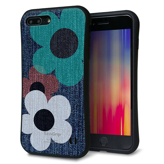 iPhone7 PLUS スマホケース 「SEA Grip」 グリップケース Sライン 【EK869 ルーズフラワーinデニム】 UV印刷
