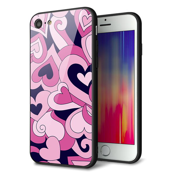 iPhone8 強化ガラス&TPUスマホケース ガラプリ【223 ハートの調べ】