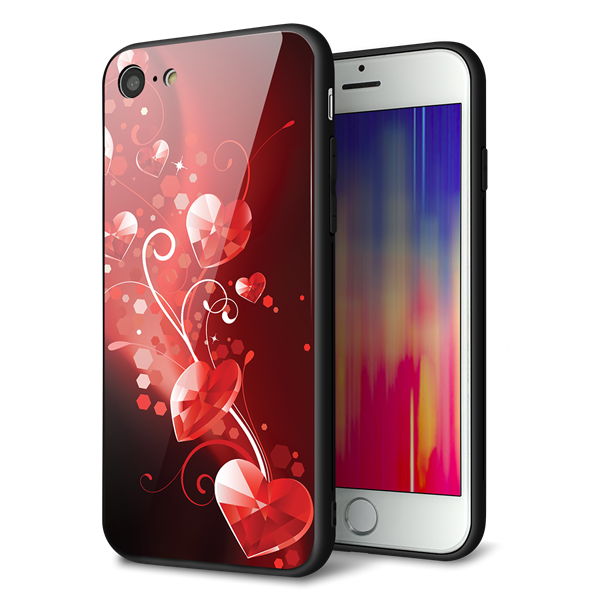 iPhone8 強化ガラス&TPUスマホケース ガラプリ【385 クリスタルな恋】