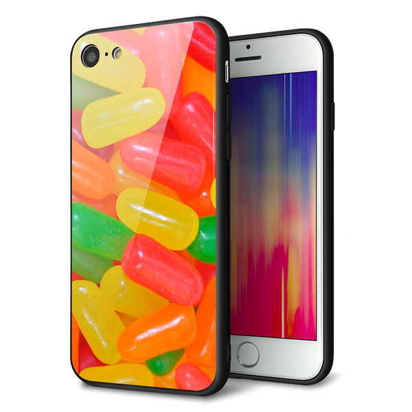 iPhone8 強化ガラス&TPUスマホケース ガラプリ【449 ジェリービーンズ】