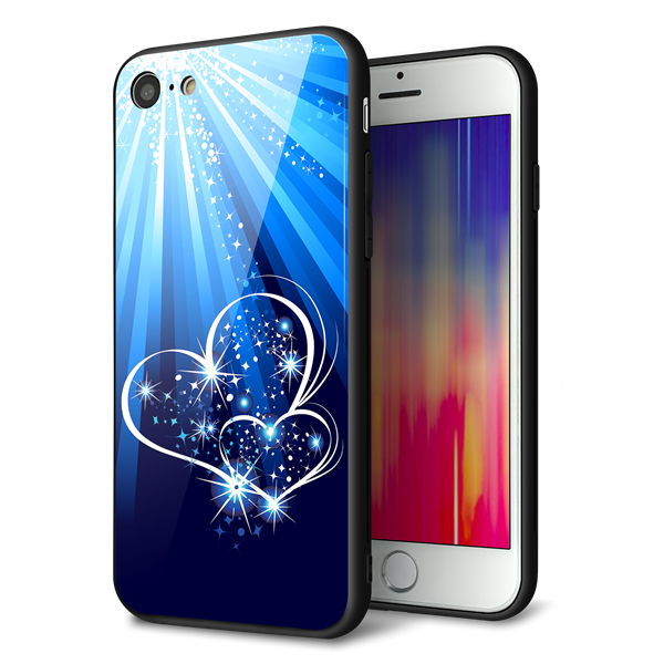 iPhone8 強化ガラス&TPUスマホケース ガラプリ【702 スイミングハート】