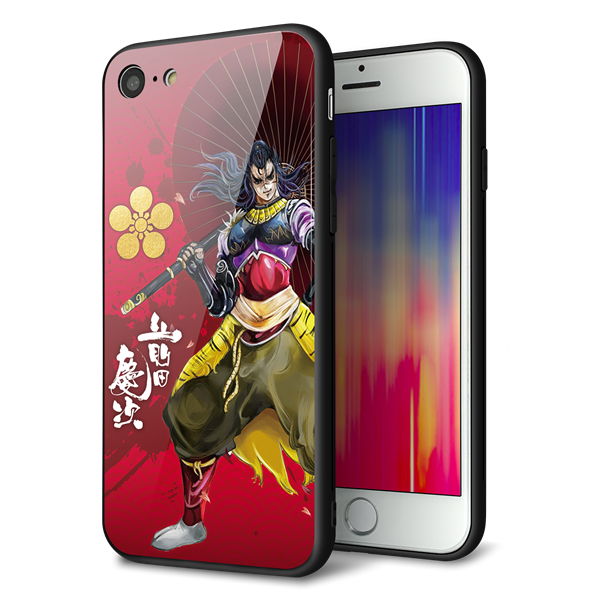 iPhone8 強化ガラス&TPUスマホケース ガラプリ【AB806 前田慶次 イラストと家紋】