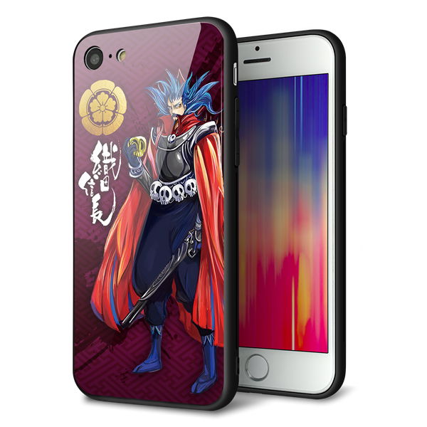 iPhone8 強化ガラス&TPUスマホケース ガラプリ【AB808 織田信長 イラストと家紋】