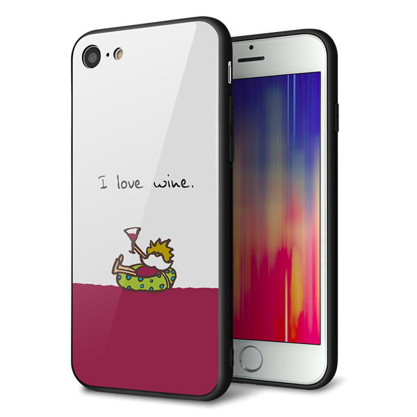 iPhone8 強化ガラス&TPUスマホケース ガラプリ【IA811 ワインの神様】