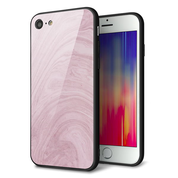 iPhone8 強化ガラス&TPUスマホケース ガラプリ【KM873 大理石ラベンダー】