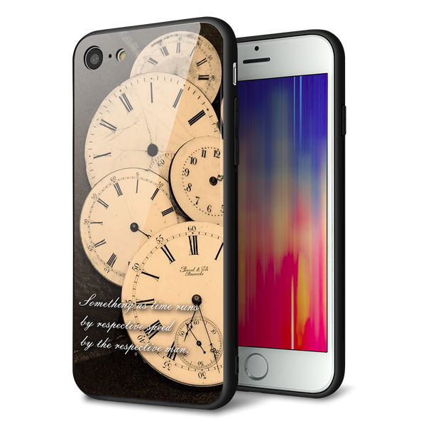 iPhone8 強化ガラス&TPUスマホケース ガラプリ【KM874 時計】