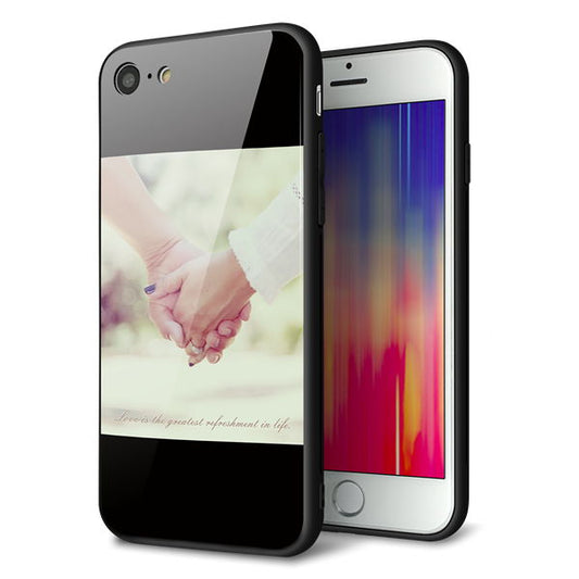 iPhone8 強化ガラス&TPUスマホケース ガラプリ【KM875 カップル】