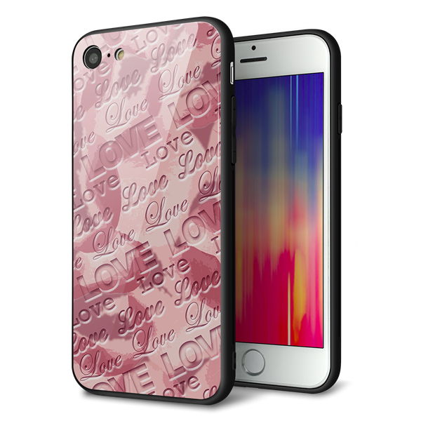iPhone8 強化ガラス&TPUスマホケース ガラプリ【SC844 フラワーヴェルニLOVE(ローズヴェルール)】