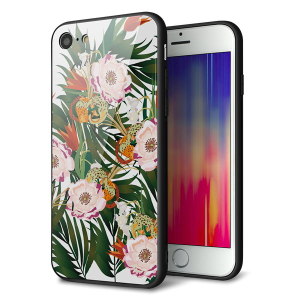iPhone8 強化ガラス&TPUスマホケース ガラプリ【SC895 ボタニカル フォレスト】