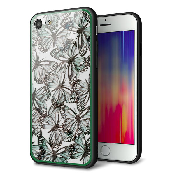 iPhone8 強化ガラス&TPUスマホケース ガラプリ【SC902 ガーデンバタフライ グリーン】