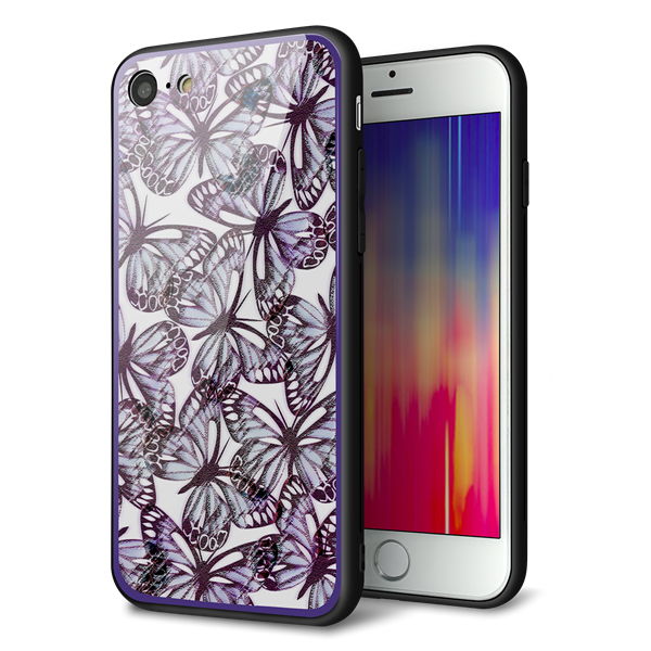 iPhone8 強化ガラス&TPUスマホケース ガラプリ【SC903 ガーデンバタフライ パープル】