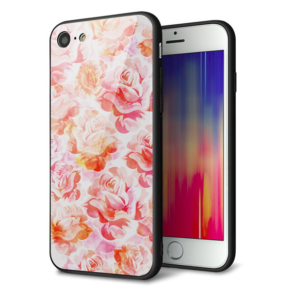 iPhone 8 強化ガラス&TPUスマホケース ガラプリ【SC930 ローズ レッド】