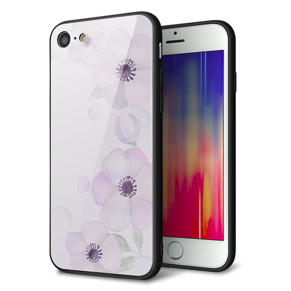 iPhone 8 強化ガラス&TPUスマホケース ガラプリ【SC950 ドゥ・フルール(パウダーバイオレット)】