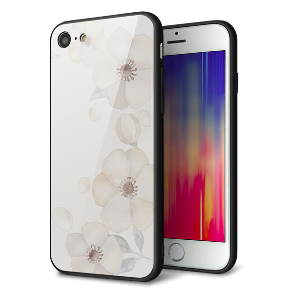 iPhone 8 強化ガラス&TPUスマホケース ガラプリ【SC952 ドゥ・フルール(セピア)】
