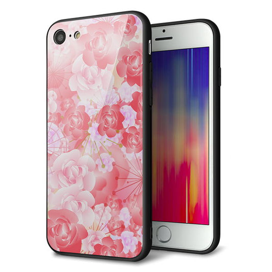 iPhone8 強化ガラス&TPUスマホケース ガラプリ【VA817 はんなり色の華】