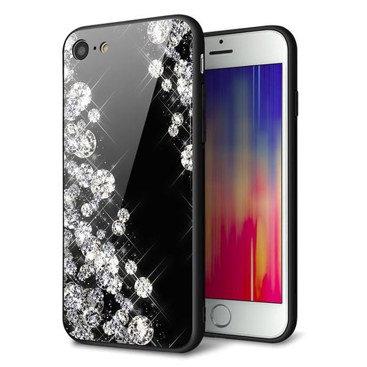 iPhone8 強化ガラス＆TPUスマホケース ガラプリ【VA871 ダイヤモンドフレーム】