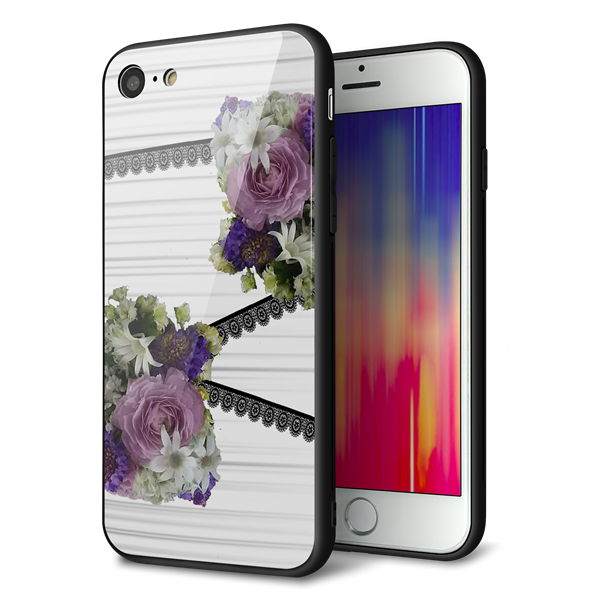 iPhone8 強化ガラス&TPUスマホケース ガラプリ【YI888 フラワー9】