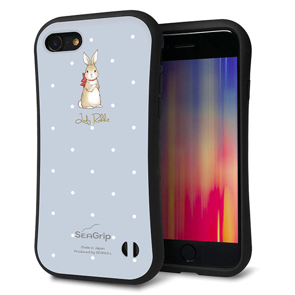 iPhone8 スマホケース 「SEA Grip」 グリップケース Sライン 【SC967 Lady Rabbit ブルーグレイ ガラプリ】 UV印刷