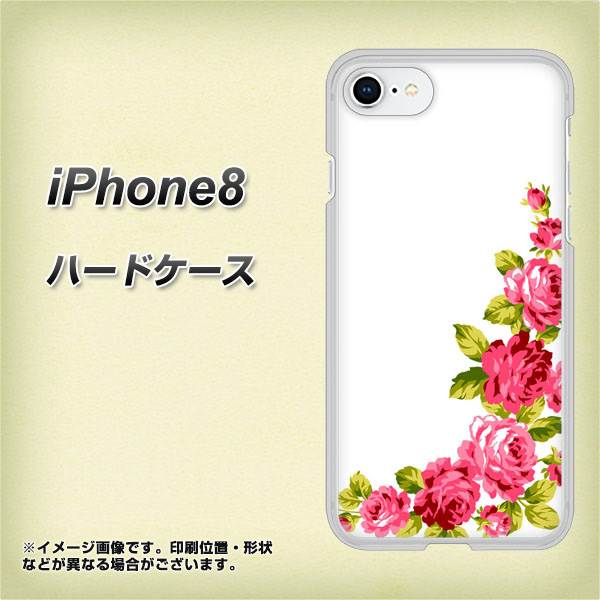 iPhone8 高画質仕上げ 背面印刷 ハードケース【VA825 バラのフレーム(白)】