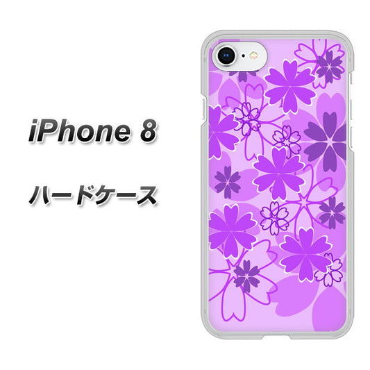 iPhone8 高画質仕上げ 背面印刷 ハードケース【VA960 重なり合う花　パープル】