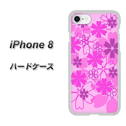 iPhone8 高画質仕上げ 背面印刷 ハードケース【VA961 重なり合う花　ピンク】