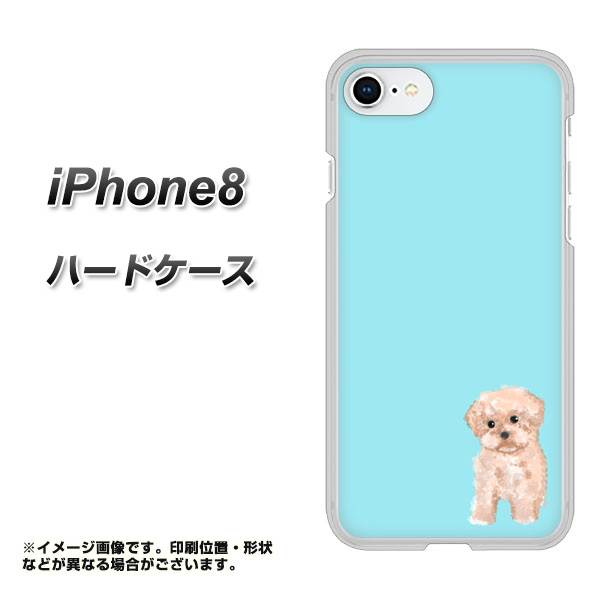 iPhone8 高画質仕上げ 背面印刷 ハードケース【YJ062 トイプードルアプリコット(ブルー)】