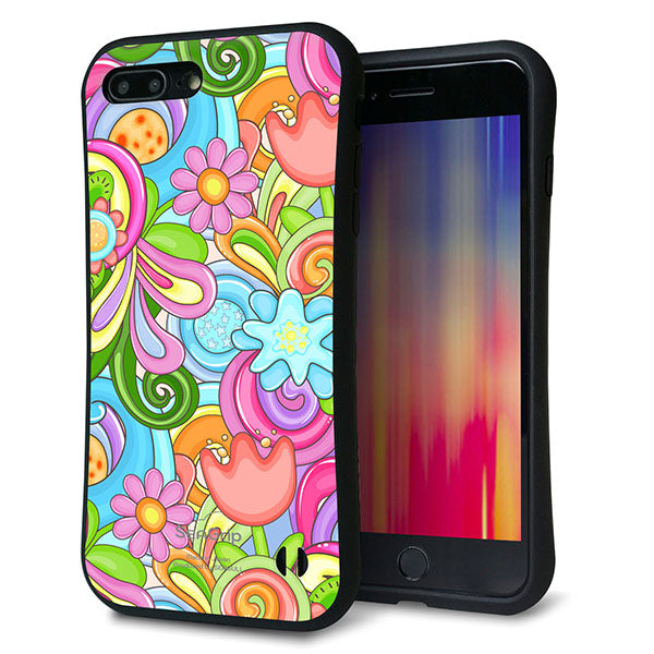 iPhone8 PLUS スマホケース 「SEA Grip」 グリップケース Sライン 【713 ミラクルフラワー】 UV印刷