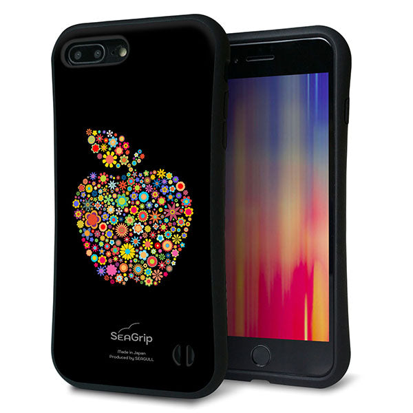 iPhone8 PLUS スマホケース 「SEA Grip」 グリップケース Sライン 【1195 カラフルアップル】 UV印刷