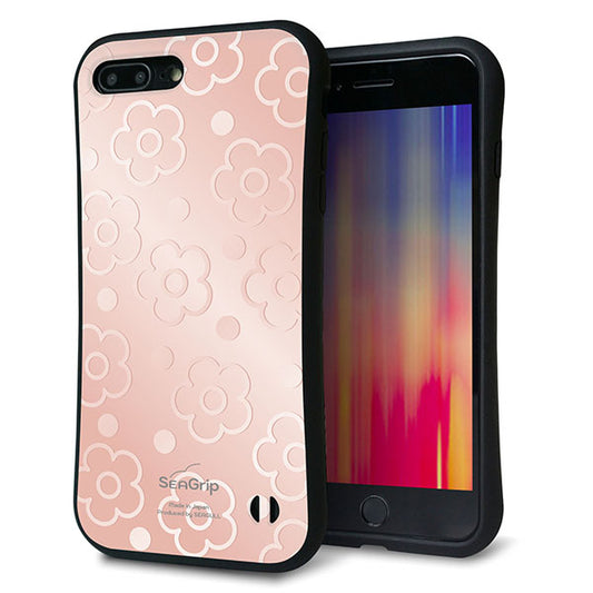 iPhone8 PLUS スマホケース 「SEA Grip」 グリップケース Sライン 【SC843 エンボス風デイジードット(ローズピンク)】 UV印刷