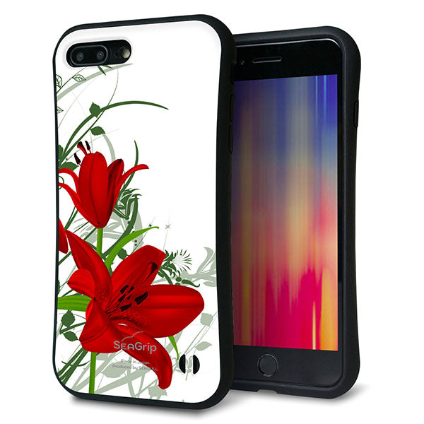iPhone8 PLUS スマホケース 「SEA Grip」 グリップケース Sライン 【SC850 ユリ レッド】 UV印刷