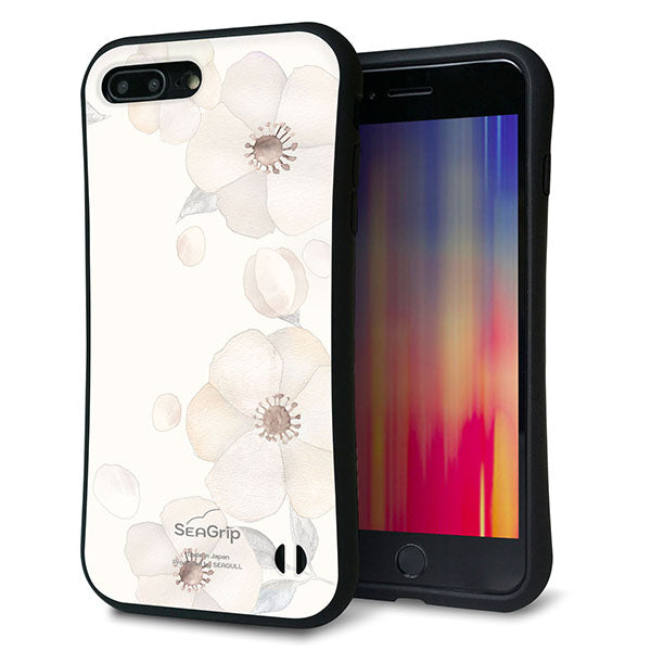 iPhone8 PLUS スマホケース 「SEA Grip」 グリップケース Sライン 【SC952 ドゥ・フルール(セピア)】 UV印刷