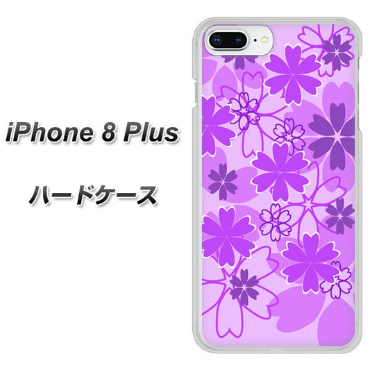 iPhone8 PLUS 高画質仕上げ 背面印刷 ハードケース【VA960 重なり合う花 パープル】