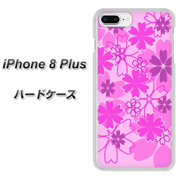 iPhone8 PLUS 高画質仕上げ 背面印刷 ハードケース【VA961 重なり合う花 ピンク】