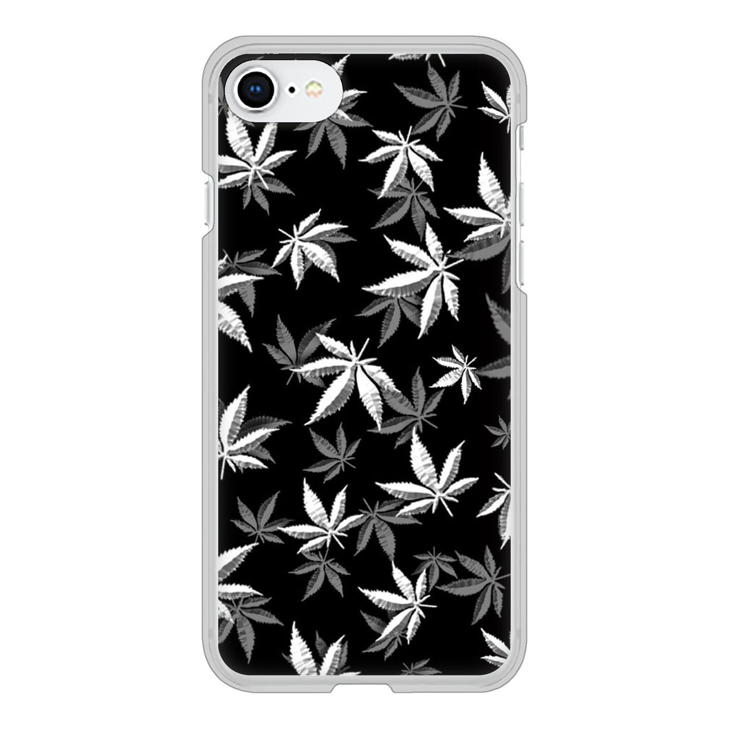 iPhone SE (第2世代) 高画質仕上げ 背面印刷 ハードケース 【064 モノトーン大麻ブラック】