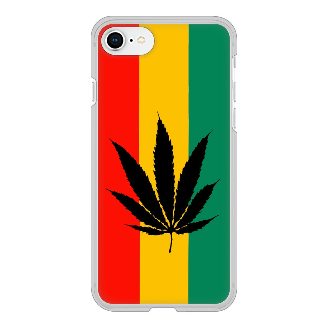 iPhone SE (第2世代) 高画質仕上げ 背面印刷 ハードケース 【083 大麻ラスタカラー】