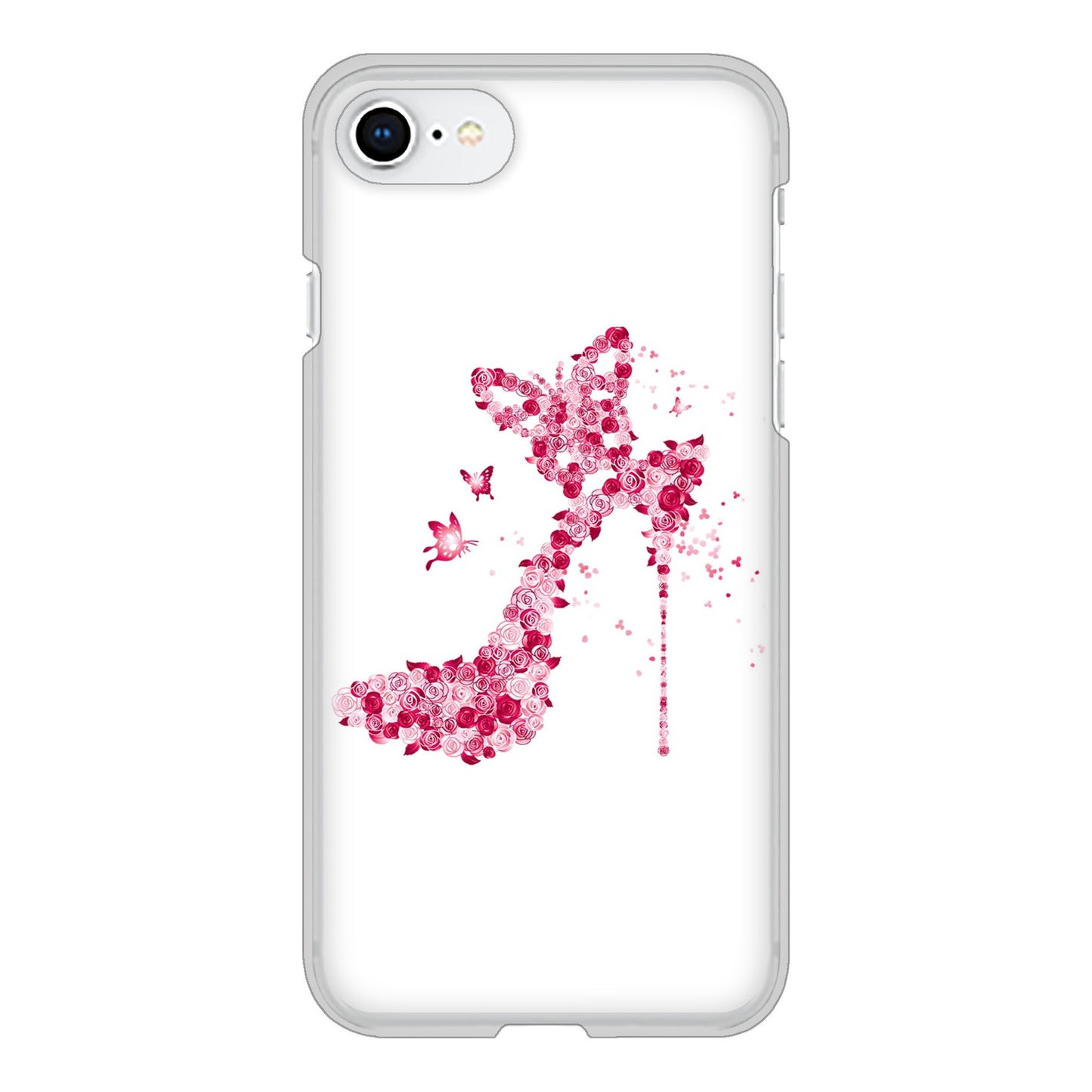 iPhone SE (第2世代) 高画質仕上げ 背面印刷 ハードケース 【387 薔薇のハイヒール】