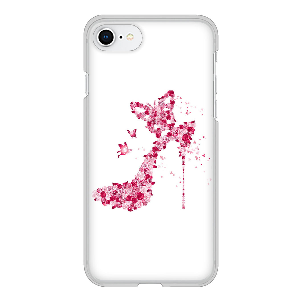 iPhone SE (第2世代) 高画質仕上げ 背面印刷 ハードケース 【387 薔薇のハイヒール】