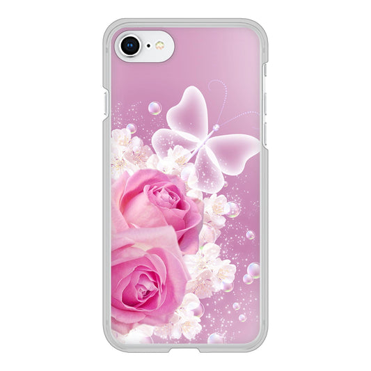 iPhone SE (第2世代) 高画質仕上げ 背面印刷 ハードケース ロマンチックなバラ