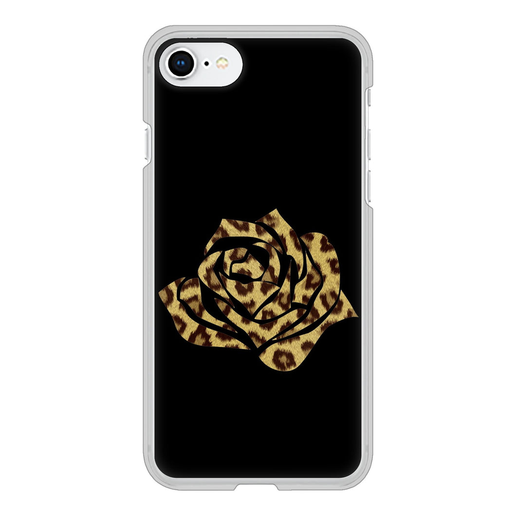 iPhone SE (第2世代) 高画質仕上げ 背面印刷 ハードケース 【1184 ヒョウのバラ(茶)】