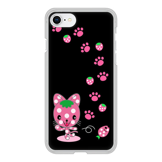 iPhone SE (第2世代) 高画質仕上げ 背面印刷 ハードケース むかいあぐる イチゴ猫のにゃんベリー