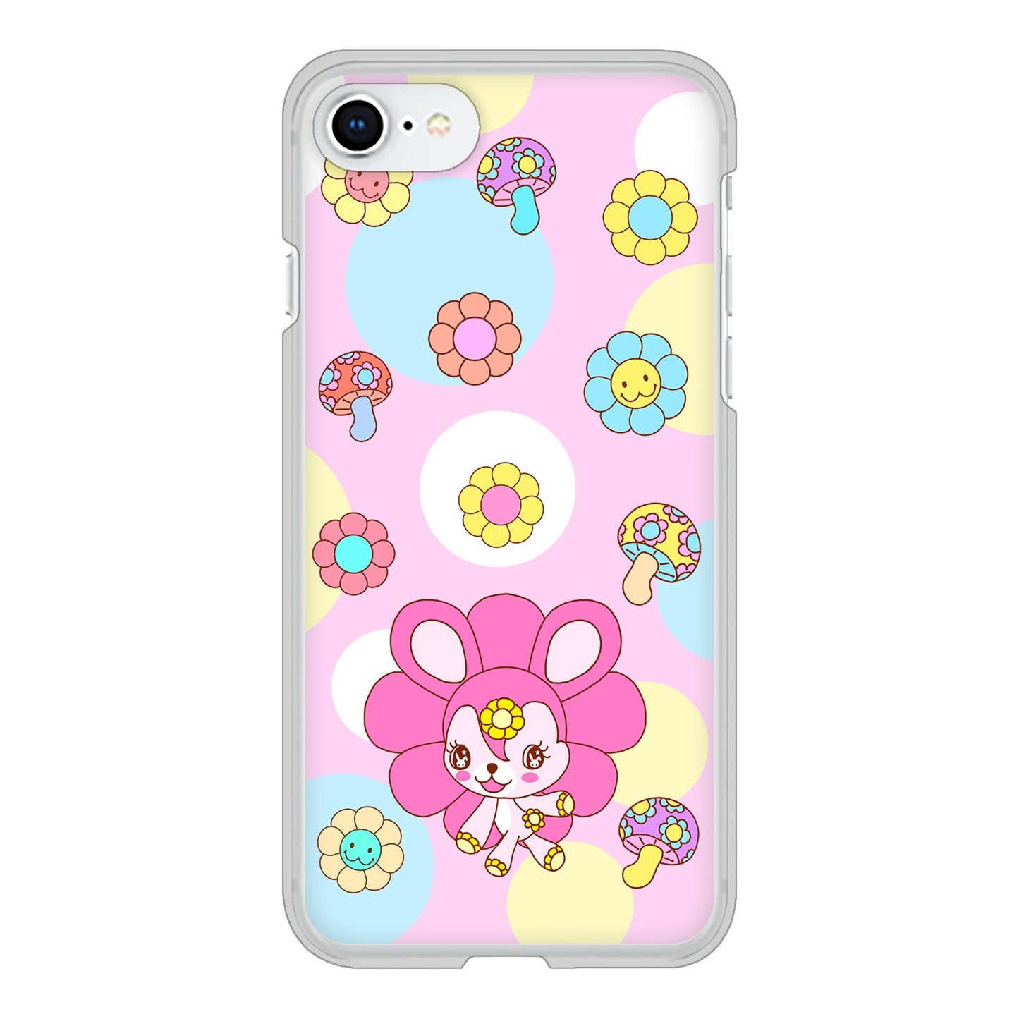 iPhone SE (第2世代) 高画質仕上げ 背面印刷 ハードケース むかいあぐる フラワーうさぎのフラッピョン