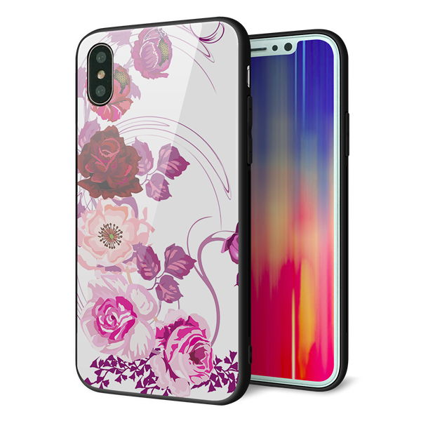 iPhone X 強化ガラス&TPUスマホケース ガラプリ【116 6月のバラ】