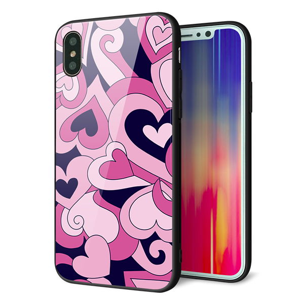 iPhone X 強化ガラス&TPUスマホケース ガラプリ【223 ハートの調べ】