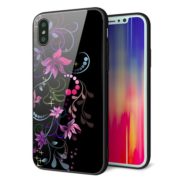 iPhone X 強化ガラス&TPUスマホケース ガラプリ【263 闇に浮かぶ華】