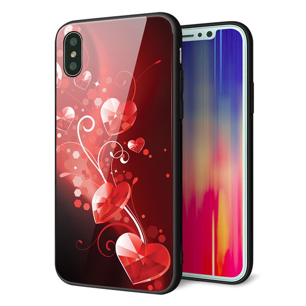 iPhone X 強化ガラス&TPUスマホケース ガラプリ【385 クリスタルな恋】